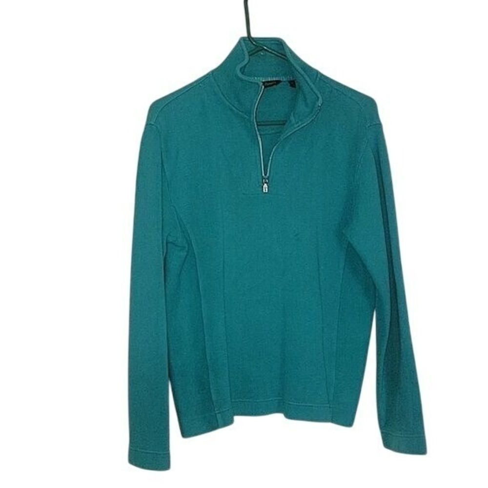 TOMMY BAHAMA quarter Zip Pullover Turquoise Sweater Knit Long Sleeve S Relaxed
